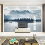 Wall murals Mountain range with fog