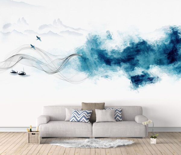 Wall murals Blue smoke and a bird Wall murals Blue smoke and a bird
