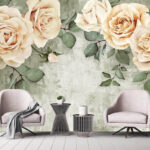 Wall murals Elegant roses with textured background.