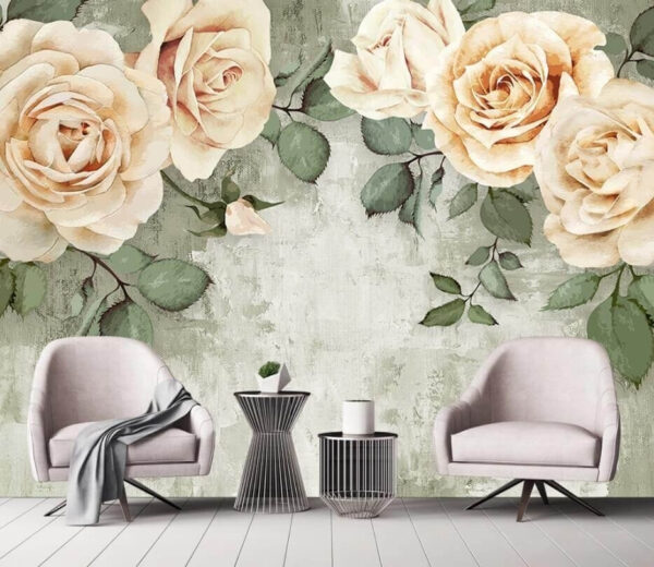 Wall murals Elegant roses with textured background Wall murals Elegant roses with textured background