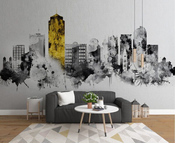Wall murals Black and white cityscape Wall murals Black and white cityscape