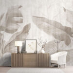 Wall murals Elegant monochrome leaf patterns dance.