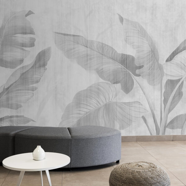 Wall murals Wall murals Sketchy banana leaves pattern art (SKU: u00299v3)