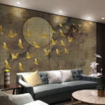 Wall murals Yellow bird flying through the air