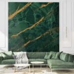 Wall murals Emerald stone streaked with intricate lines