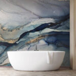 Wall murals Swirling shades of blue and beige.