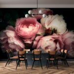 Wall murals Pink roses in gentle bloom.