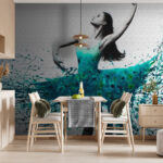 Wall murals Woman dancing in a blue dress