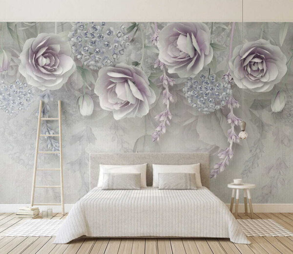 Elegant roses in monochrome hues Wall murals Elegant roses in monochrome hues