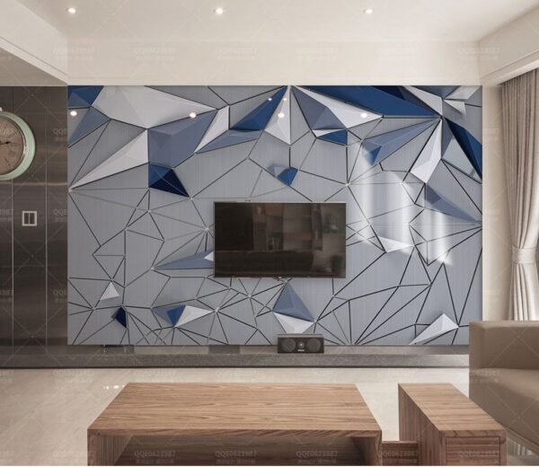 Wall murals White and blue triangular shapes Wall murals White and blue triangular shapes