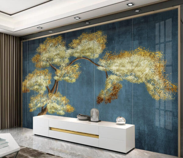 Wall murals Tree with yellow and white leaves Wall murals Tree with yellow and white leaves