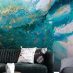 Wall murals Blue and orange paint