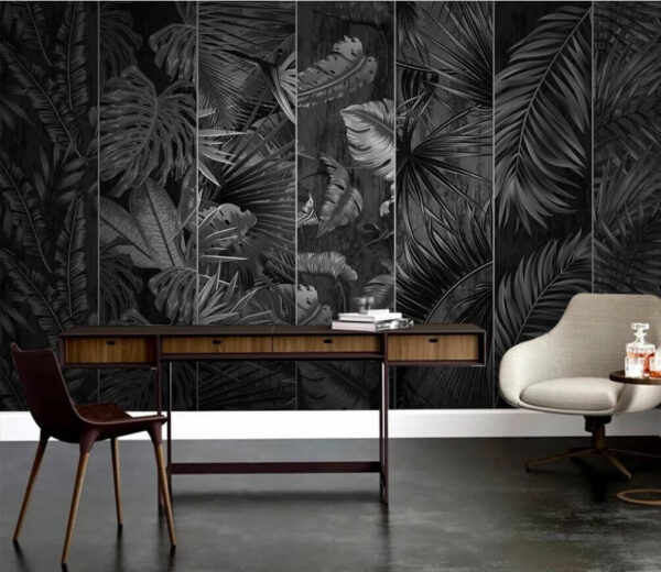 Wall murals Black and white image of a variety of leaves Wall murals Black and white image of a variety of leaves