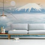 Wall murals Mountain with waves and a bird flying