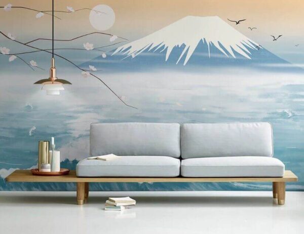 Wall murals Mountain with waves and a bird flying Wall murals Mountain with waves and a bird flying