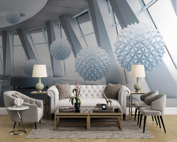 Wall murals White balls from the ceiling Wall murals White balls from the ceiling