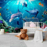 Wall murals Dolphin swimming in water