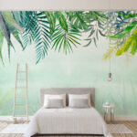 Wall murals Group of leaves on a white background