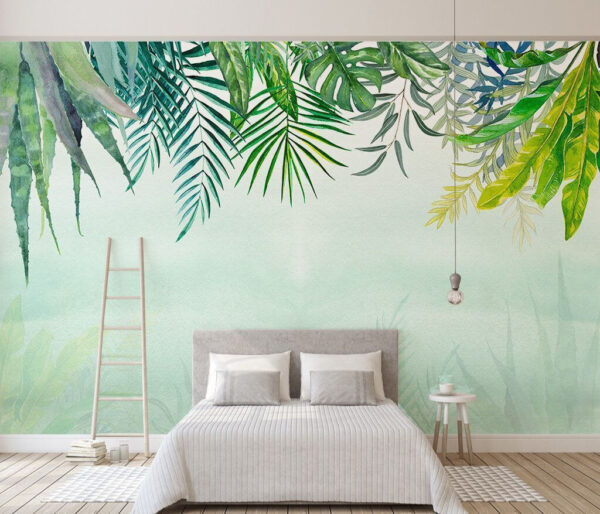 Wall murals Group of leaves on a white background Wall murals Group of leaves on a white background