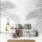 Wall murals Soft shadows of palm leaves.