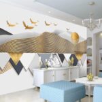 Wall murals Wallpaper with birds flying in the sky