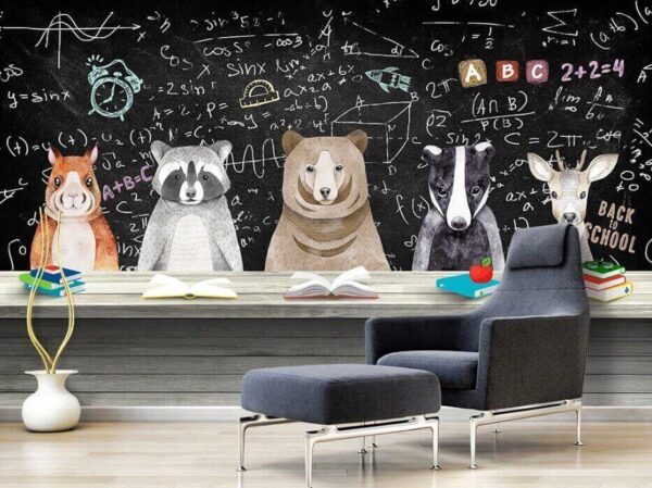 Wall murals Table with animals on it Wall murals Table with animals on it