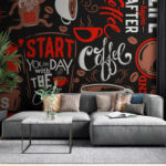 Wall murals Pattern of coffee cups and coffee beans