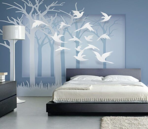 Wall murals Paper cut out of birds flying in the air Wall murals Paper cut out of birds flying in the air