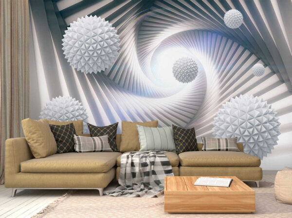 Wall murals Wall murals White sphere with triangles (SKU: u03120)