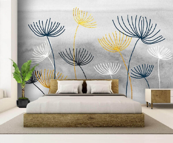 Wall murals Yellow and blue flowers Wall murals Yellow and blue flowers
