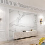 Wall murals White marble surface with black veins