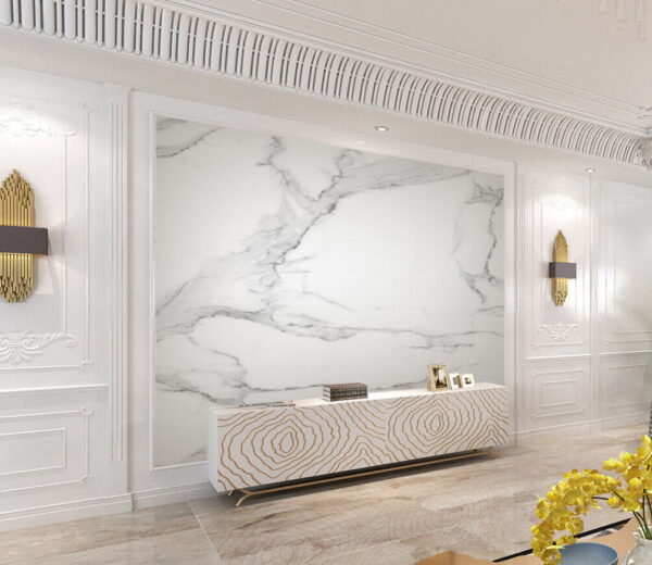 Wall murals White marble surface with black veins Wall murals White marble surface with black veins