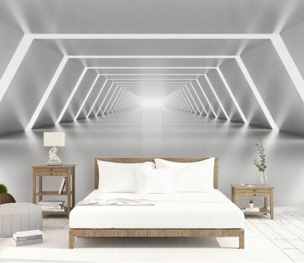 Wall murals Futuristic glowing tunnel perspective view Wall murals Futuristic glowing tunnel perspective view