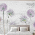 Wall murals Flower blossoms against white brick backdrop.