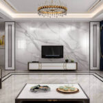 Wall murals White marble with black veins