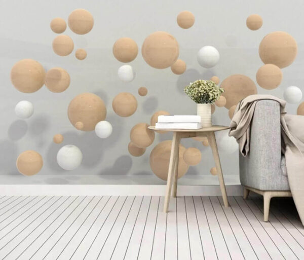 Wall murals Group of white and brown spheres Wall murals Group of white and brown spheres