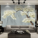 Wall murals Tree with white leaves