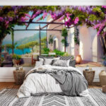Wall murals Pot with purple flowers