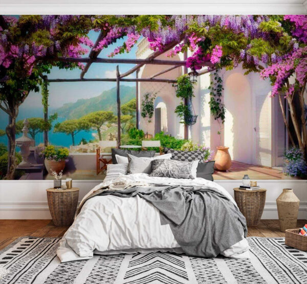 Pot with purple flowers Wall murals Pot with purple flowers