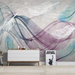 Wall murals Colorful feathers on a white surface