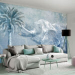 Wall murals An elephant with palm tree