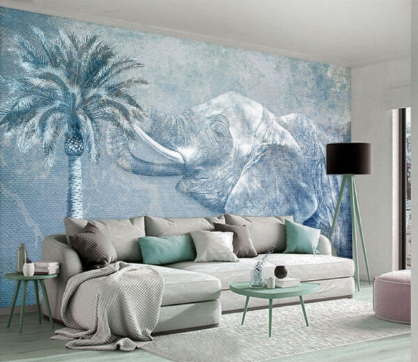 Wall murals An elephant with palm tree Wall murals An elephant with palm tree