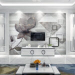 Wall murals Flower on a marble surface