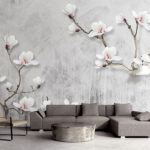 Wall murals Delicate magnolias on elegant branches.
