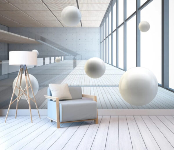 White ball on a wood floor Wall murals White ball on a wood floor