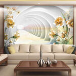 Wall murals Floral patterns with tunnel illusion.