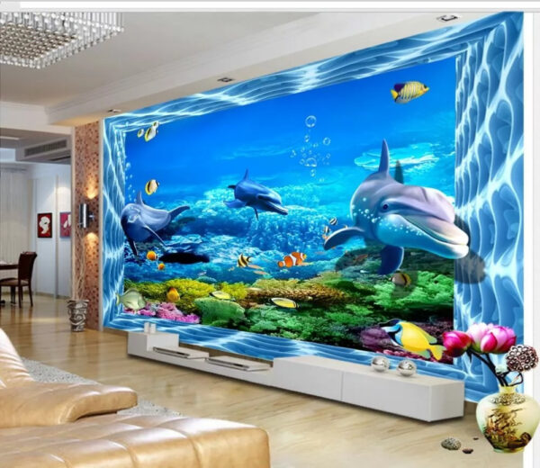 Dolphin swimming in the water Wall murals Dolphin swimming in the water