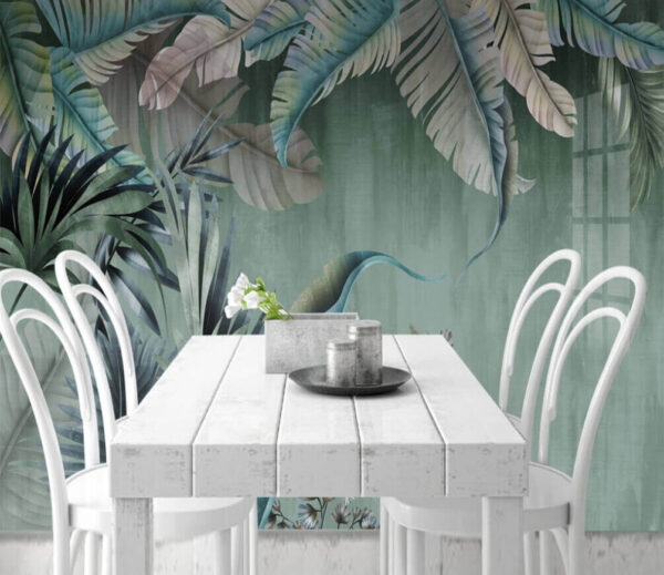Wall murals Lush leaves in calming tones Wall murals Lush leaves in calming tones