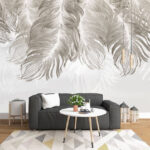 Wall murals Delicate feathers on a soft backdrop
