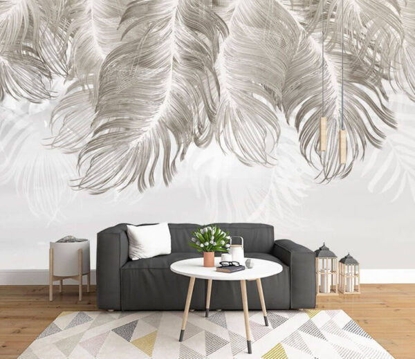 Wall murals Delicate feathers on a soft backdrop Wall murals Delicate feathers on a soft backdrop